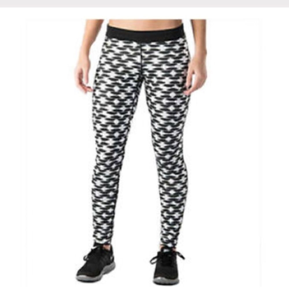 NIKE PRINTED RELAY DRI FIT STAY WARM RUNNING XS Black White